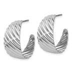 Leslie's Sterling Silver Rh-plat Polished Grooved Left/Right J-Hoop Earring - Image 2