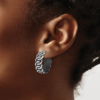 Leslie's Sterling Silver Antiqued Burnished Polished J-Hoop Earrings - Image 3