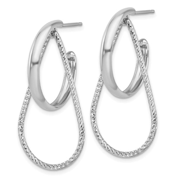 Leslie's Sterling Silver Rh-plated Polished and Diamond-cut Dangle Earring - Image 2