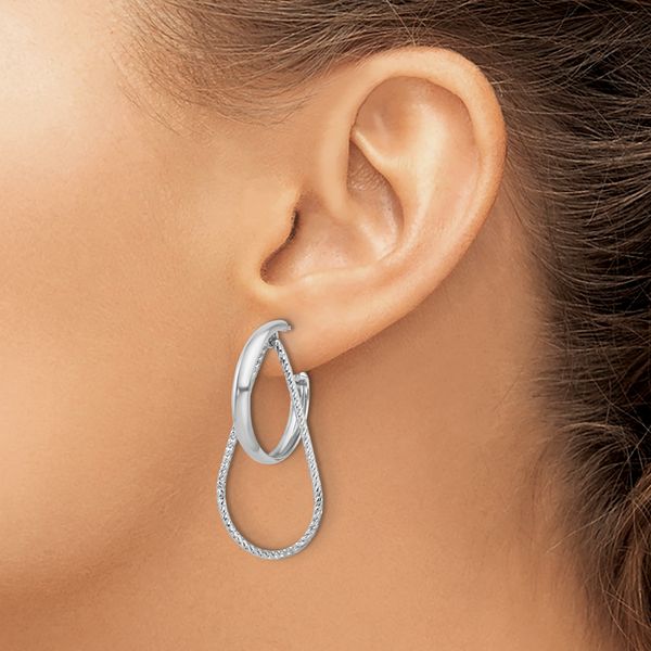 Leslie's Sterling Silver Rh-plated Polished and Diamond-cut Dangle Earring - Image 3