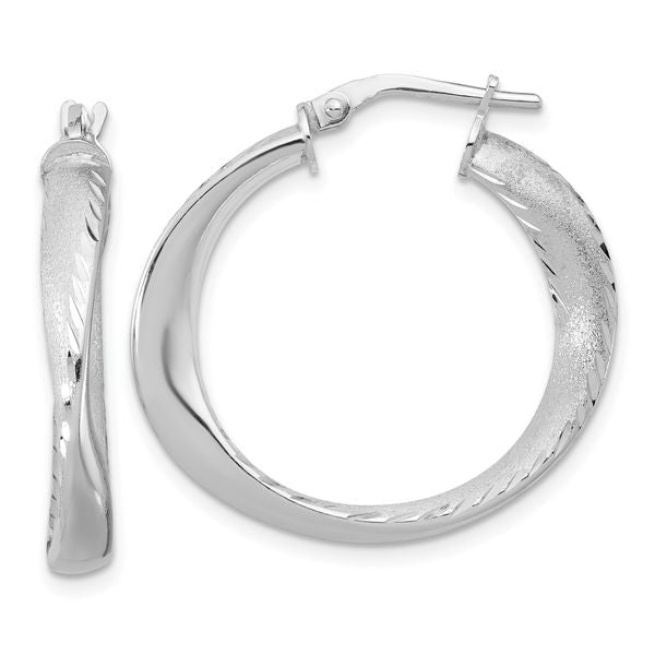 Leslie's Sterling Silver Rhodium-plated Polished Hoop Earrings