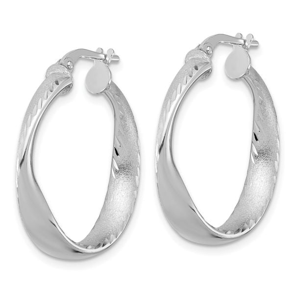 Leslie's Sterling Silver Rhodium-plated Polished Hoop Earrings - Image 2