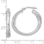 Leslie's Sterling Silver Rhodium-plated Polished Hoop Earrings - Image 4