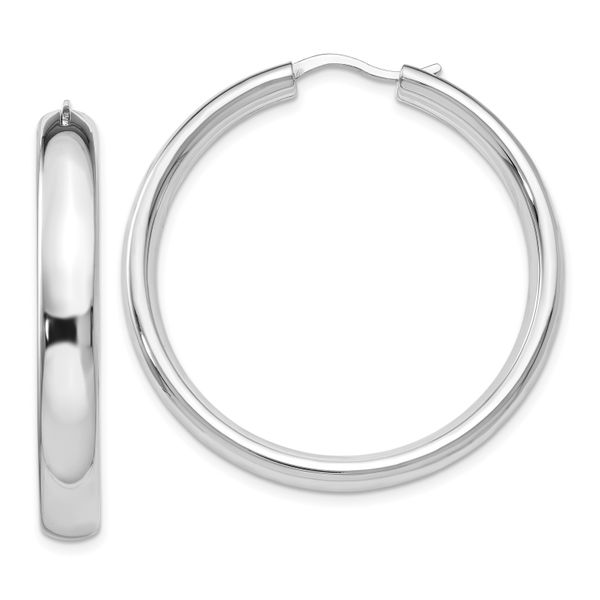 Leslie's Sterling Silver Rhodium-plated 5mm Half Round Tube Earrings