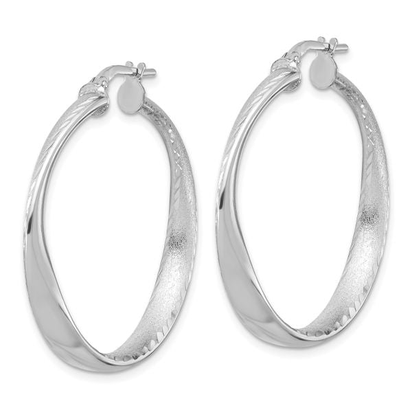 Leslie's Sterling Silver Rhodium-plated Polished Hoop Earrings - Image 2