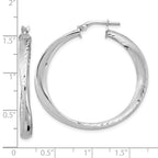 Leslie's Sterling Silver Rhodium-plated Polished Hoop Earrings - Image 4