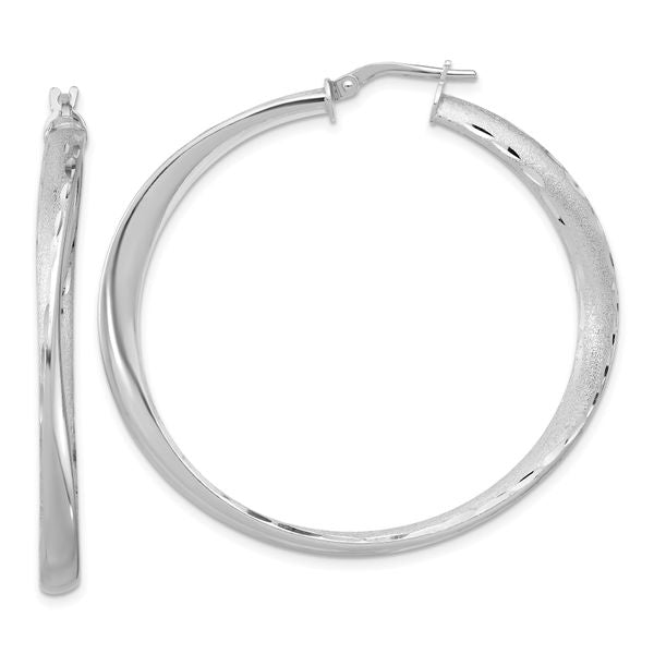 Leslie's Sterling Silver Rhodium-plated Polished Hoop Earrings