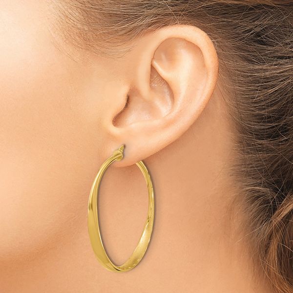Leslie's Sterling Silver Gold-plated Polished Hoop Earrings - Image 3