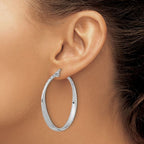 Leslie's Sterling Silver Rhodium-plated Polished Hoop Earrings - Image 3