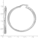 Leslie's Sterling Silver Rhodium-plated Polished Hoop Earrings - Image 4