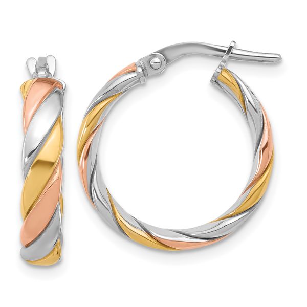 Leslie's Sterling Silver with Gold and Rose-tone Polished Hoop Earrings