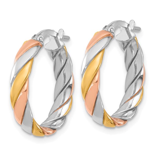 Leslie's Sterling Silver with Gold and Rose-tone Polished Hoop Earrings - Image 2