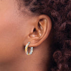 Leslie's Sterling Silver with Gold and Rose-tone Polished Hoop Earrings - Image 3