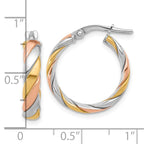 Leslie's Sterling Silver with Gold and Rose-tone Polished Hoop Earrings - Image 4