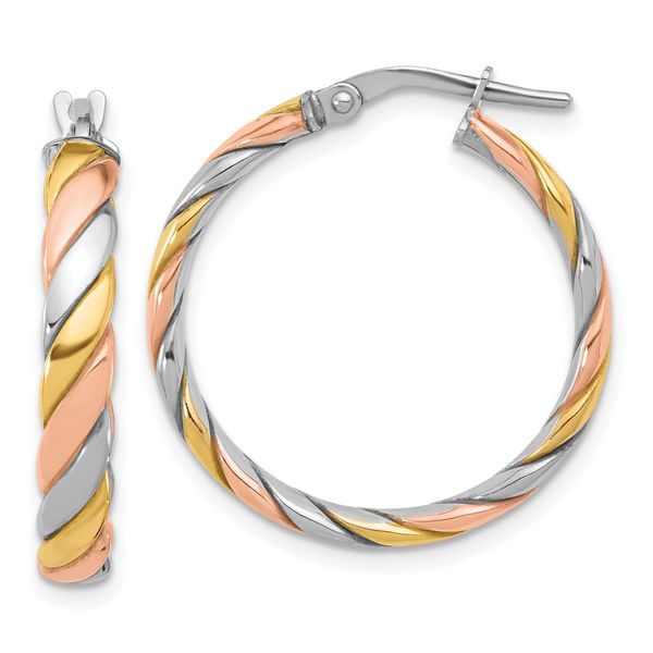 Leslie's Sterling Silver with Gold and Rose-tone Polished Hoop Earrings