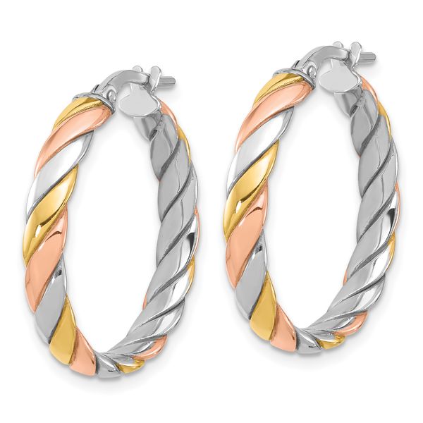 Leslie's Sterling Silver with Gold and Rose-tone Polished Hoop Earrings - Image 2