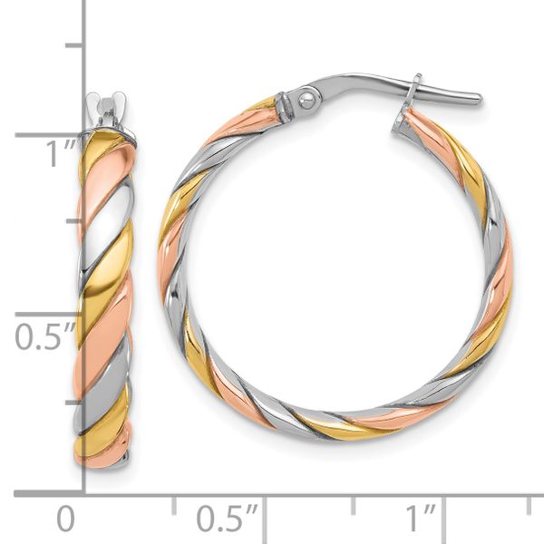 Leslie's Sterling Silver with Gold and Rose-tone Polished Hoop Earrings - Image 4