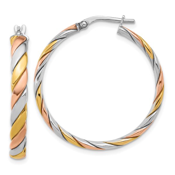 Leslie's Sterling Silver with Gold and Rose-tone Polished Hoop Earrings