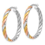Leslie's Sterling Silver with Gold and Rose-tone Polished Hoop Earrings - Image 2