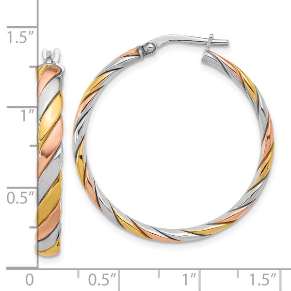 Leslie's Sterling Silver with Gold and Rose-tone Polished Hoop Earrings - Image 4