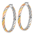 Leslie's Sterling Silver with Gold and Rose-tone Polished Hoop Earrings - Image 2
