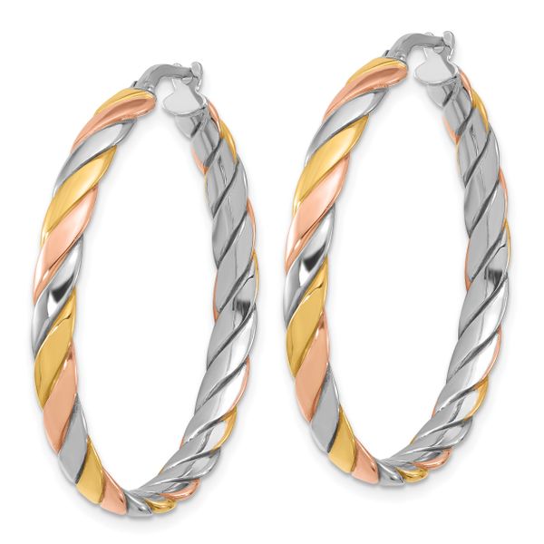 Leslie's Sterling Silver with Gold and Rose-tone Polished Hoop Earrings - Image 2