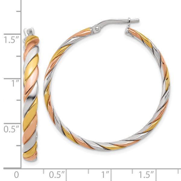 Leslie's Sterling Silver with Gold and Rose-tone Polished Hoop Earrings - Image 4