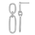 Leslie's Sterling Silver Rh-plated Polished CZ Dangle Post Earrings