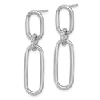 Leslie's Sterling Silver Rh-plated Polished CZ Dangle Post Earrings - Image 2