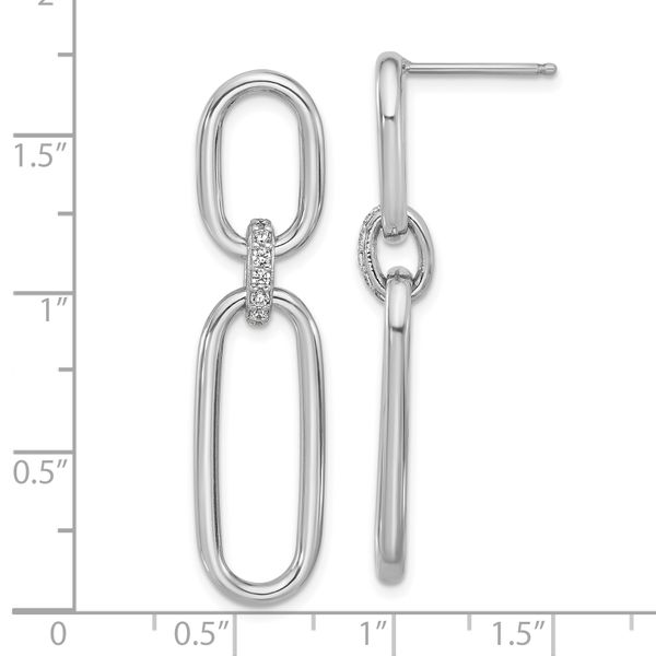 Leslie's Sterling Silver Rh-plated Polished CZ Dangle Post Earrings - Image 4