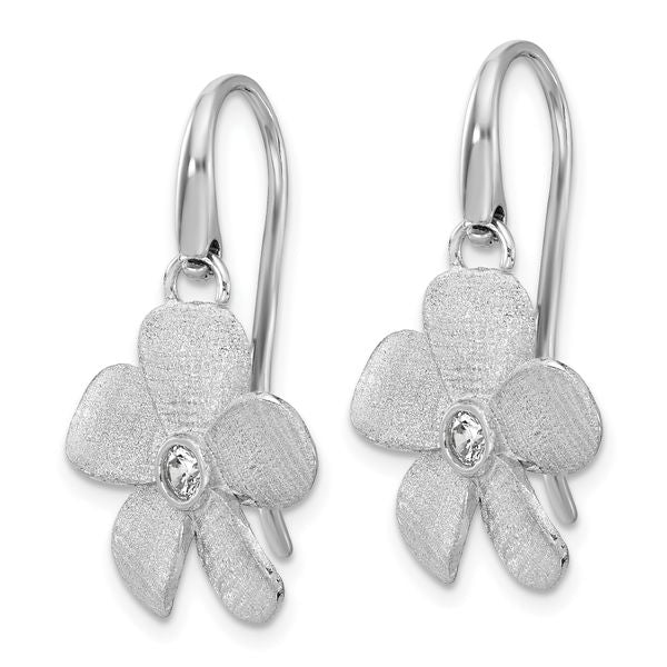 Leslie's SS RH-plat Radiant Essence Pol/Scratch CZ Flower Earrings - Image 2