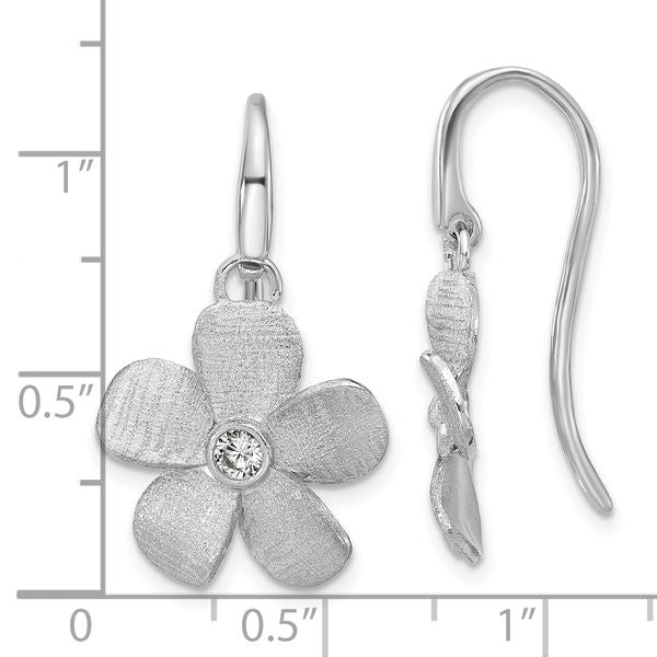 Leslie's SS RH-plat Radiant Essence Pol/Scratch CZ Flower Earrings - Image 4
