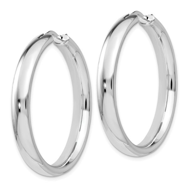 Leslie's Sterling Silver Rhodium-plated 5mm Half Round Tube Earrings - Image 3