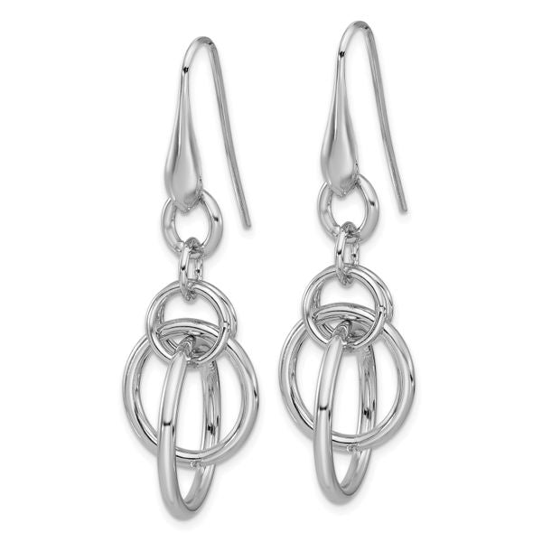 Leslie's Sterling Silver Rhodium-plated Polished Circle Dangle Earrings - Image 2