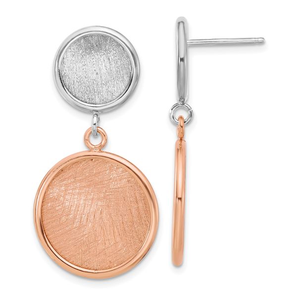 Leslie's SS Rhodium/Rose-tone Radiant Essence Polished/Scratch Earrings