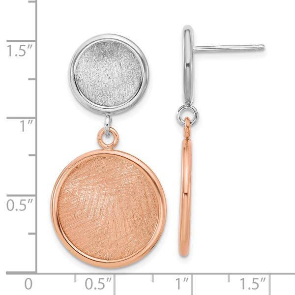 Leslie's SS Rhodium/Rose-tone Radiant Essence Polished/Scratch Earrings - Image 4