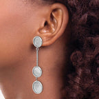 Leslie's Sterling Silver Rh-plated Radiant Essence Polished/Scratch Earring - Image 3