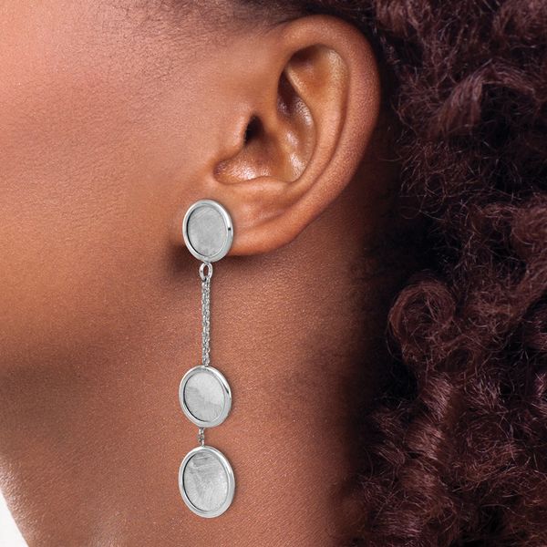 Leslie's Sterling Silver Rh-plated Radiant Essence Polished/Scratch Earring - Image 3