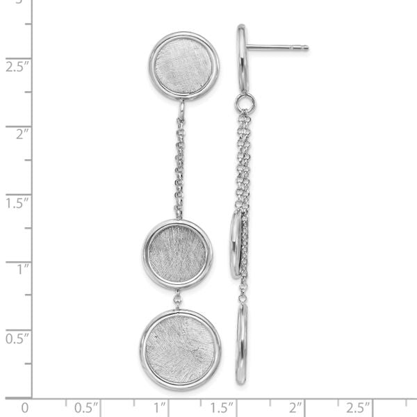 Leslie's Sterling Silver Rh-plated Radiant Essence Polished/Scratch Earring - Image 4
