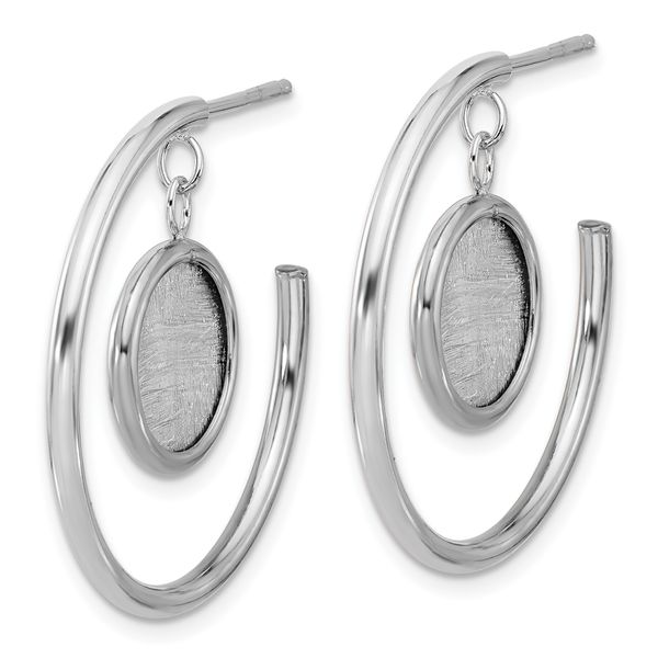 Leslie's Sterling Silver Rh-plated Radiant Essence Polished/Scratch Earring - Image 2