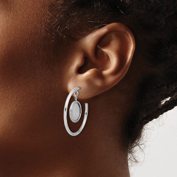 Leslie's Sterling Silver Rh-plated Radiant Essence Polished/Scratch Earring - Image 3