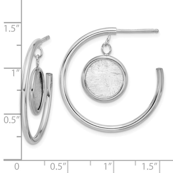 Leslie's Sterling Silver Rh-plated Radiant Essence Polished/Scratch Earring - Image 4