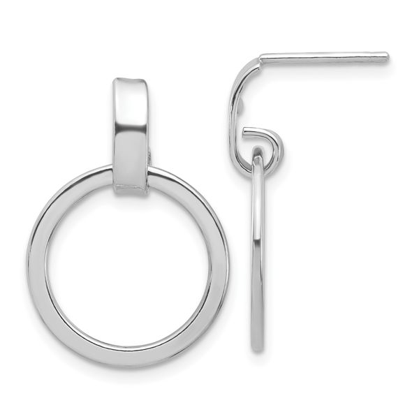 Leslie's Sterling Silver Rhodium-plated Polished Circle Dangle Earrings
