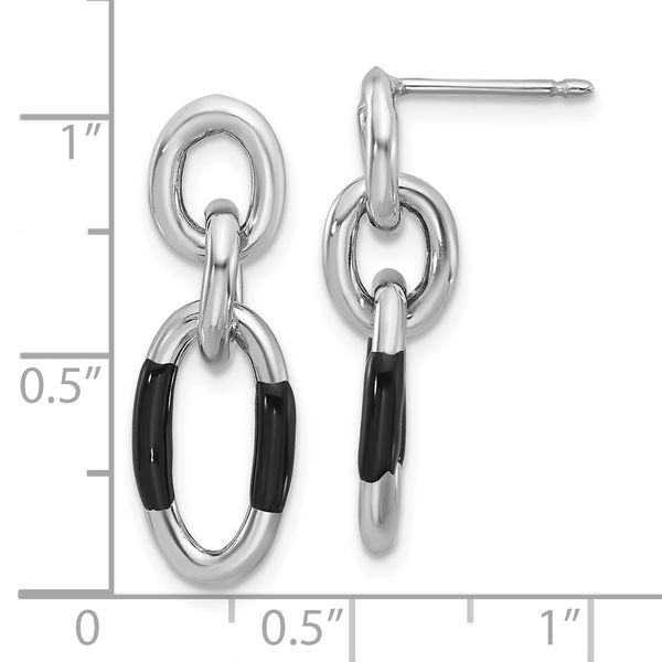 Leslie's Sterling Silver Rhodium-plated with Enamel Dangle Post Earrings - Image 4