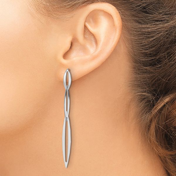 Leslie's Sterling Silver Rhodium-plated Polished Post Dangle Earrings - Image 3