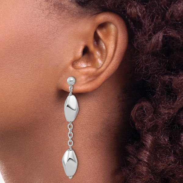 Leslie's Sterling Silver Rhodium-plated Polished Post Dangle Earrings - Image 3