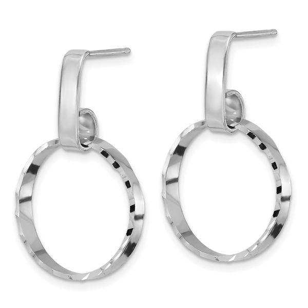 Leslie's Sterling Silver Rhodium-plated D/C Circles Post Dangle Earrings - Image 2