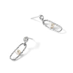 Leslie's Sterling Silver Rhodium-plated CZ and Crystal Pearl Dangle Earring - Image 5