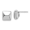 Leslie's Sterling Silver Rh-plat Polished Hollow Puffed Square Post Earring