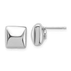 Leslie's Sterling Silver Rh-plat Polished Hollow Puffed Square Post Earring